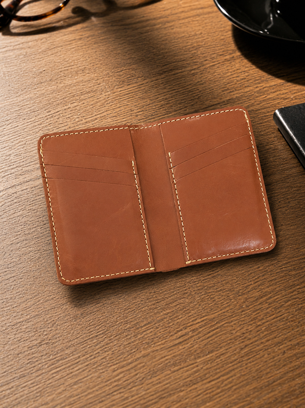 Stitch Camel Brown Wallet