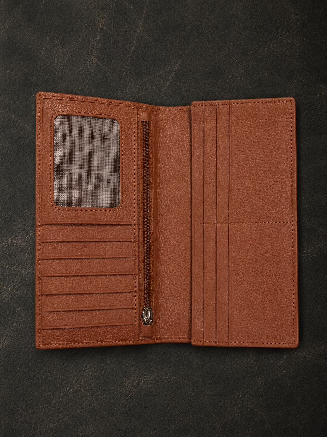 Cognac Brown Long Wallet